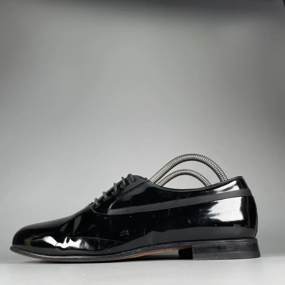 Mezlan Broadway Men's Size 7.5 W Black Patent Leather Oxfords Dress Shoes Formal